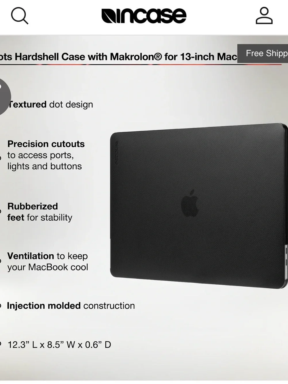 Incase Black Textured Hardshell Case for 13-inch MacBook